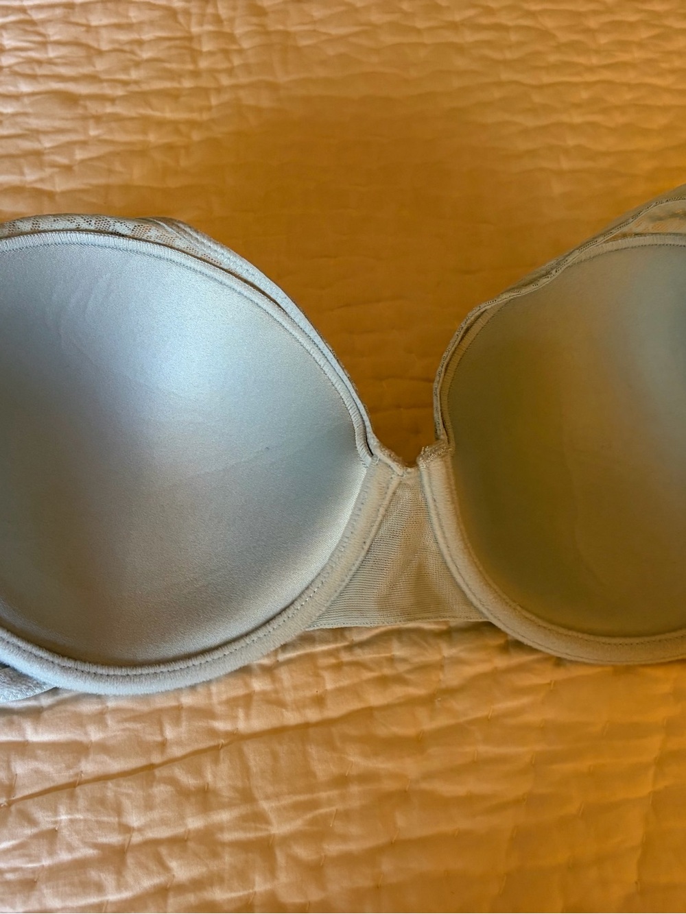 Natori Lace T-Shirt Bra Pair in Light Blue and Nude - Picture 11 of 12